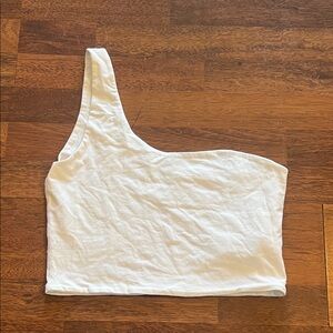 Cotton On White Asymmetrical One Shoulder Crop Top L